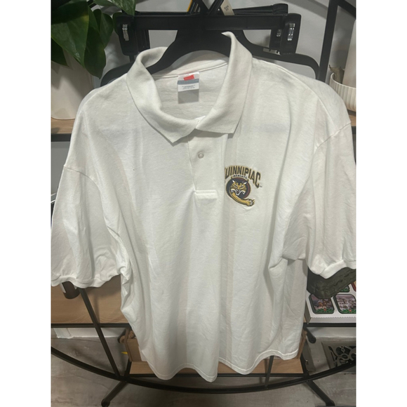 Hanes Other - Men's Hanes White Quinnipiac Bobcats Polo Shirt XXL